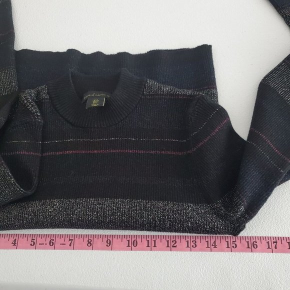 House Of Harlow 1960 Womens Metallic Ribbed Shimmer Sweater Size S Crop Pullover - Picture 6 of 9